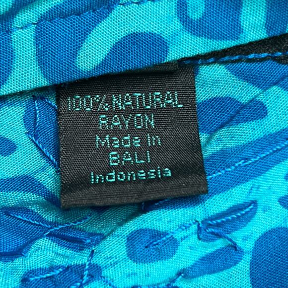 Vintage Y2K Tropical Tantrum Floral Leaf Print Beaded Sequin Mini Dress Blue - Picture 6 of 12